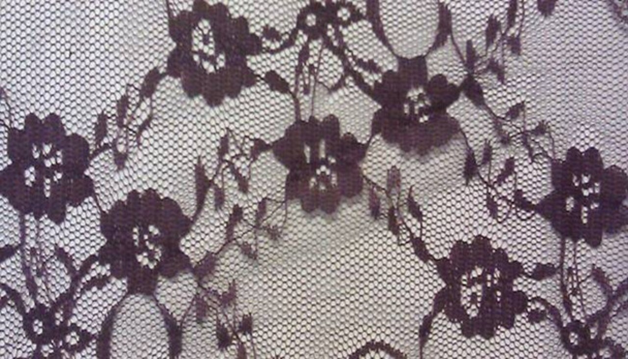 1 Yard Eggplant Floral Lace Apparel Fabric, 58/60" Wide, Elegant Sheer Design